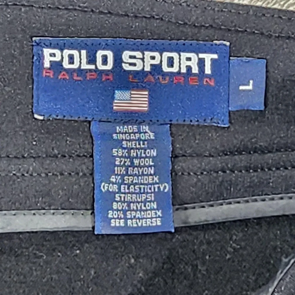 Vintage Polo Sport Ralph Lauren Snow Pants Mens 33x30 Black Stirrup Ski Zip Cuff